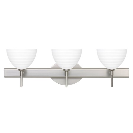 Besa Lighting Brella Vanity, Chalk, Satin Nickel Finish, 3x5W LED 3SW-4679KR-LED-SN